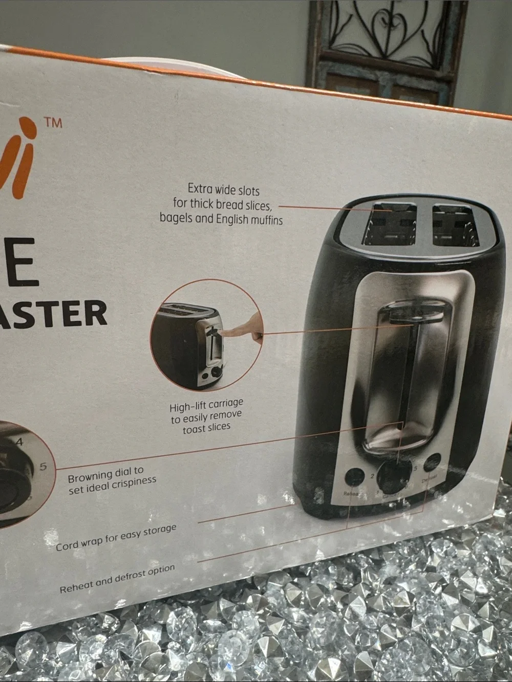 Parini 2-Slice Bread Toaster in Black NEW